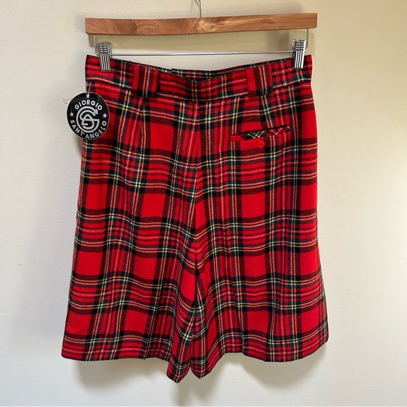 Giorgio Sant’Angelo~ new ~ Red Plaid Wool High Waist Wide Leg Shorts size 10-12* - Picture 7 of 15